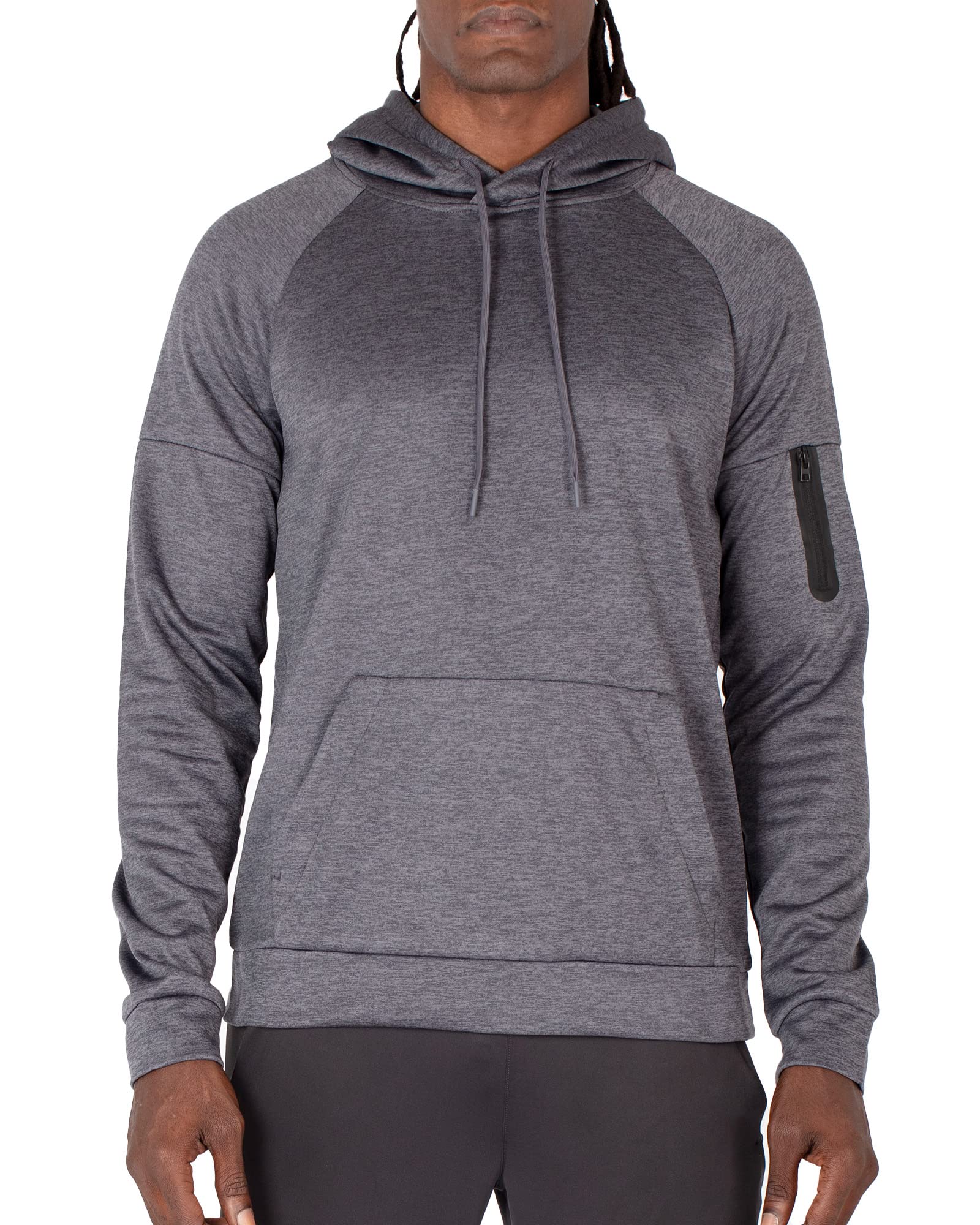 Layer 8Layer 8 Men's Hoodie Performance Light Weight Tech Fleece Pullover Training Workout Athletic Sweatshirt Hooded Fitness Top