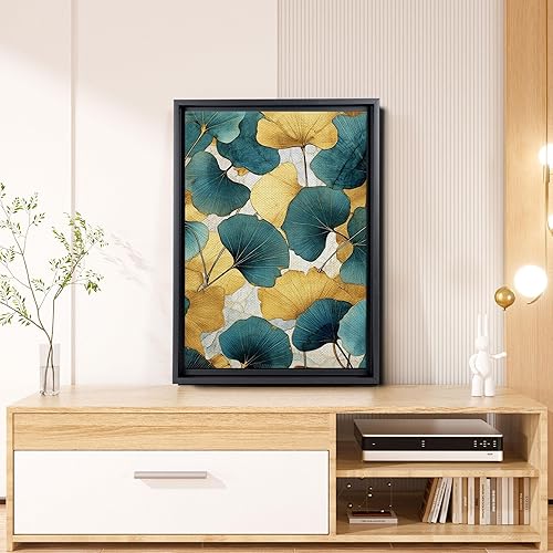 Miniatura 4 de Gold Turquoise Ginkgo Leaf Print, Captivating Plants Wall Art, Ginkgo Biloba Leaf Print Painting, Embrace the Serenity of Nature