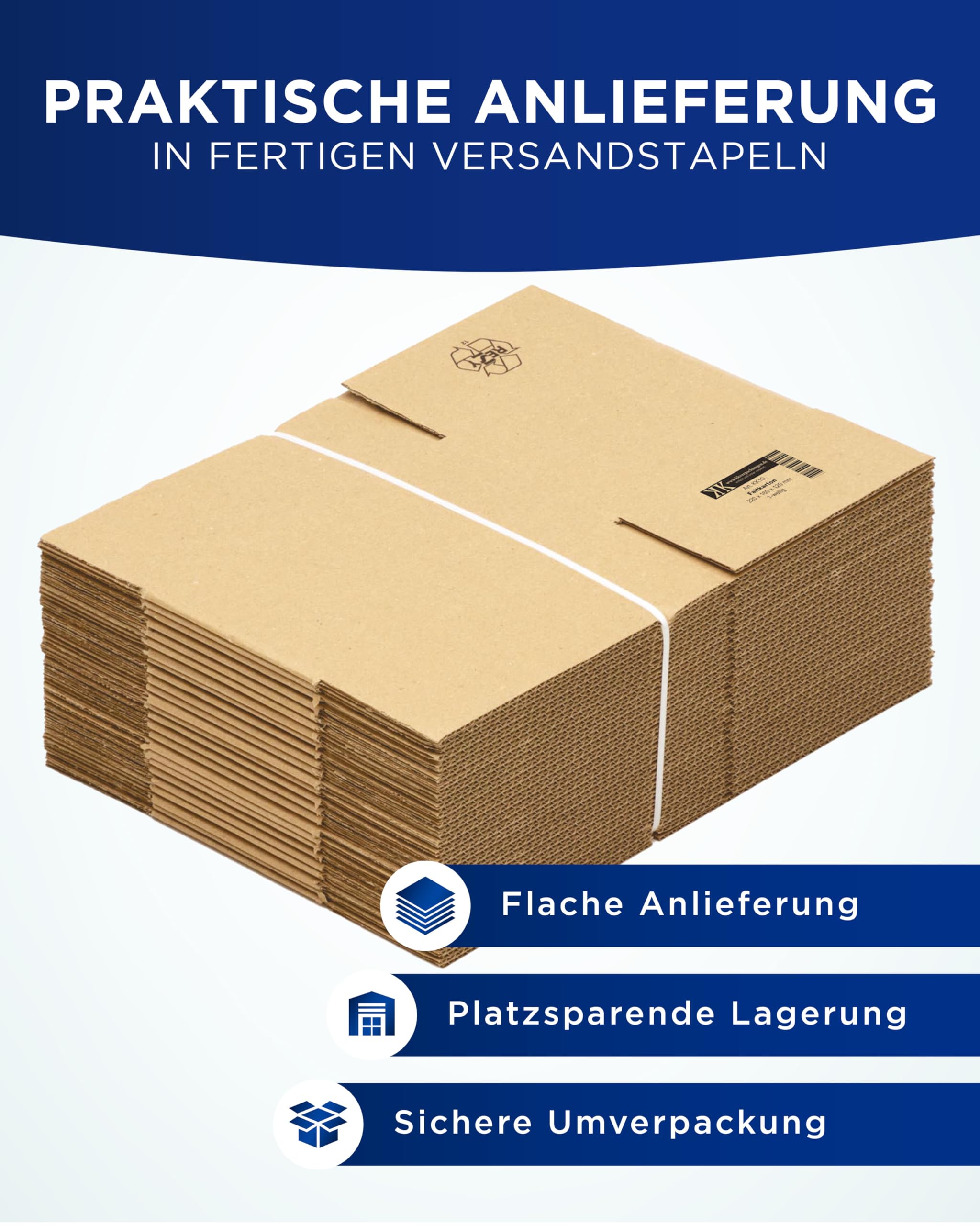 Faltkartons, 220 x 160 x 120 mm, 250 Stück | Kleine Kartons aus Wellpappe | Ideal für Warensendungen