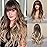 HAIRCUBE Ash Blonde Wig with Bangs Long Ombre Brown to Blonde Curly Wigs for Women Natural Synthetic Wig for Daily Use (pelucas de cabello natural)