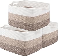 Vista 13 de OIAHOMY Cesta de almacenamiento, cestas tejidas para almacenamiento, cesta de cuerda de algodón para juguetes, cestas de toalla para baño, paquete