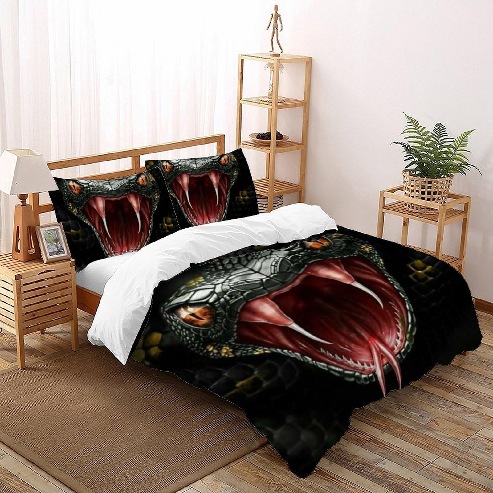Housse de couette serpent 200x200cm pour lit double sans repassage
