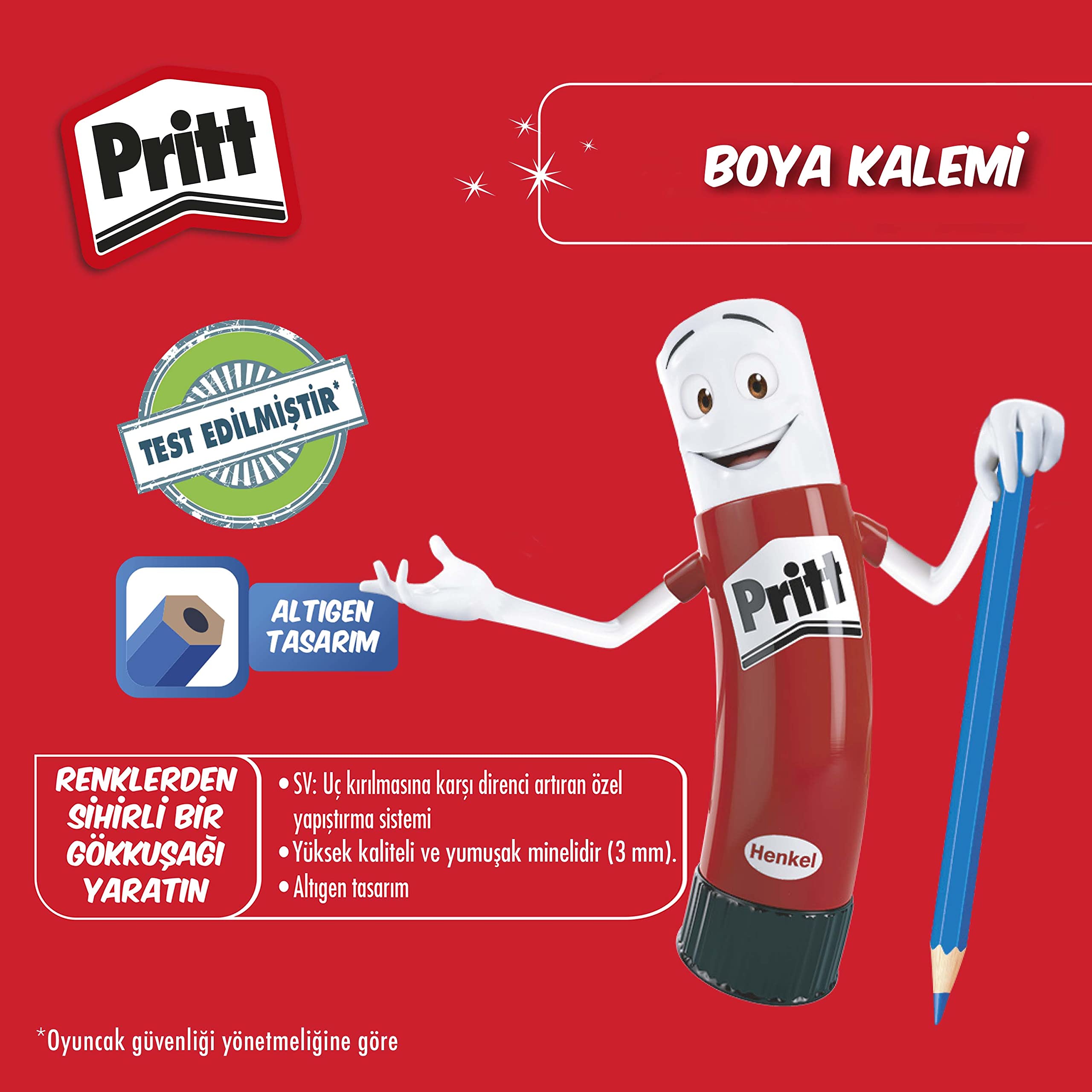 Pritt 12'li Uzun Kuru Boya Kalemi, 12 Renk