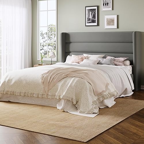 Miniatura 11 de Allewie - Base de cama tamaño Queen con cabecera acolchada tapizada en terciopelo con respaldo abatido, sin necesidad de somier, espacio de