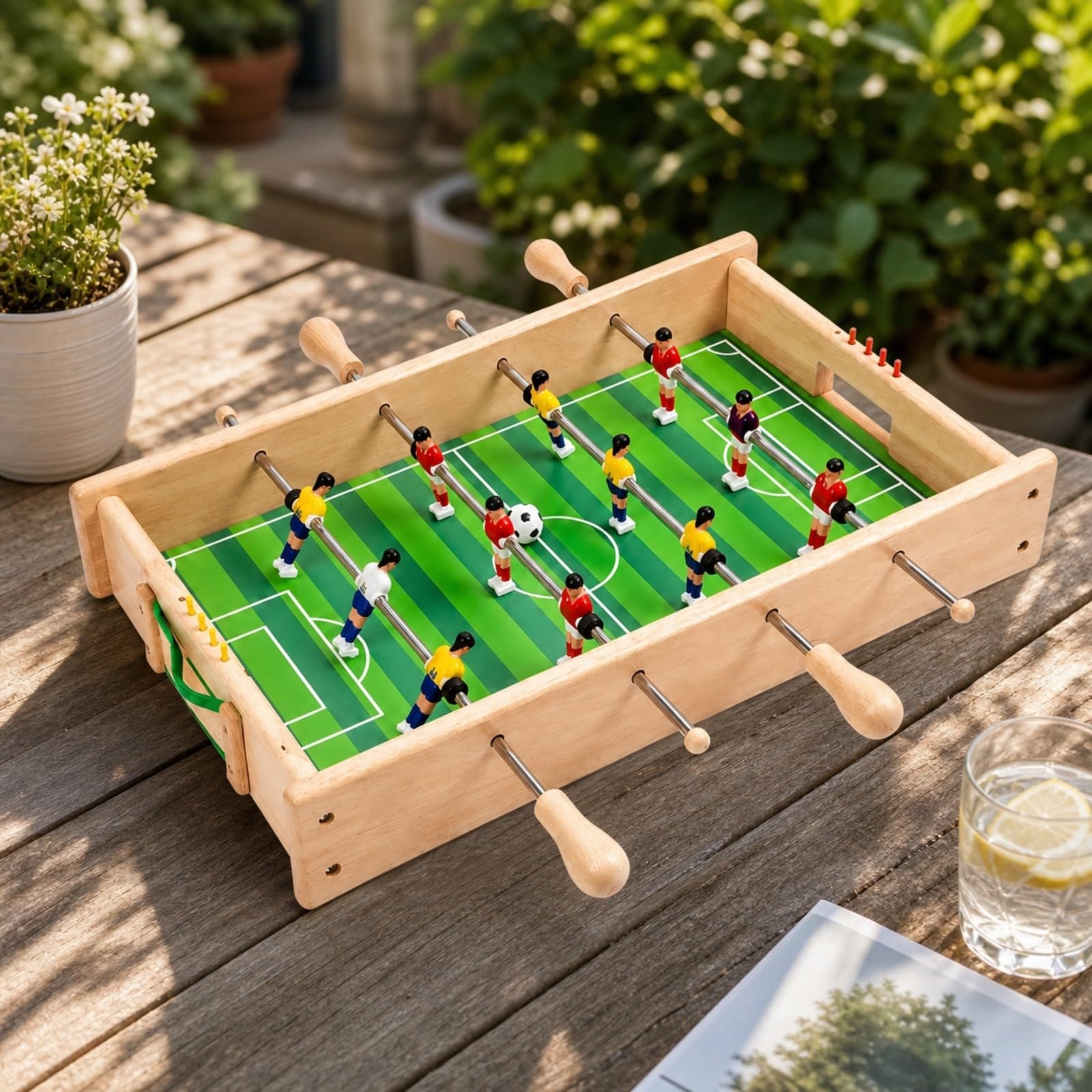 Palline Stabile Gioco | Sicuro, Calcetto in Legno con Aste, Antiscivolo, Calcio aste Metallo, per Casa, Famiglie