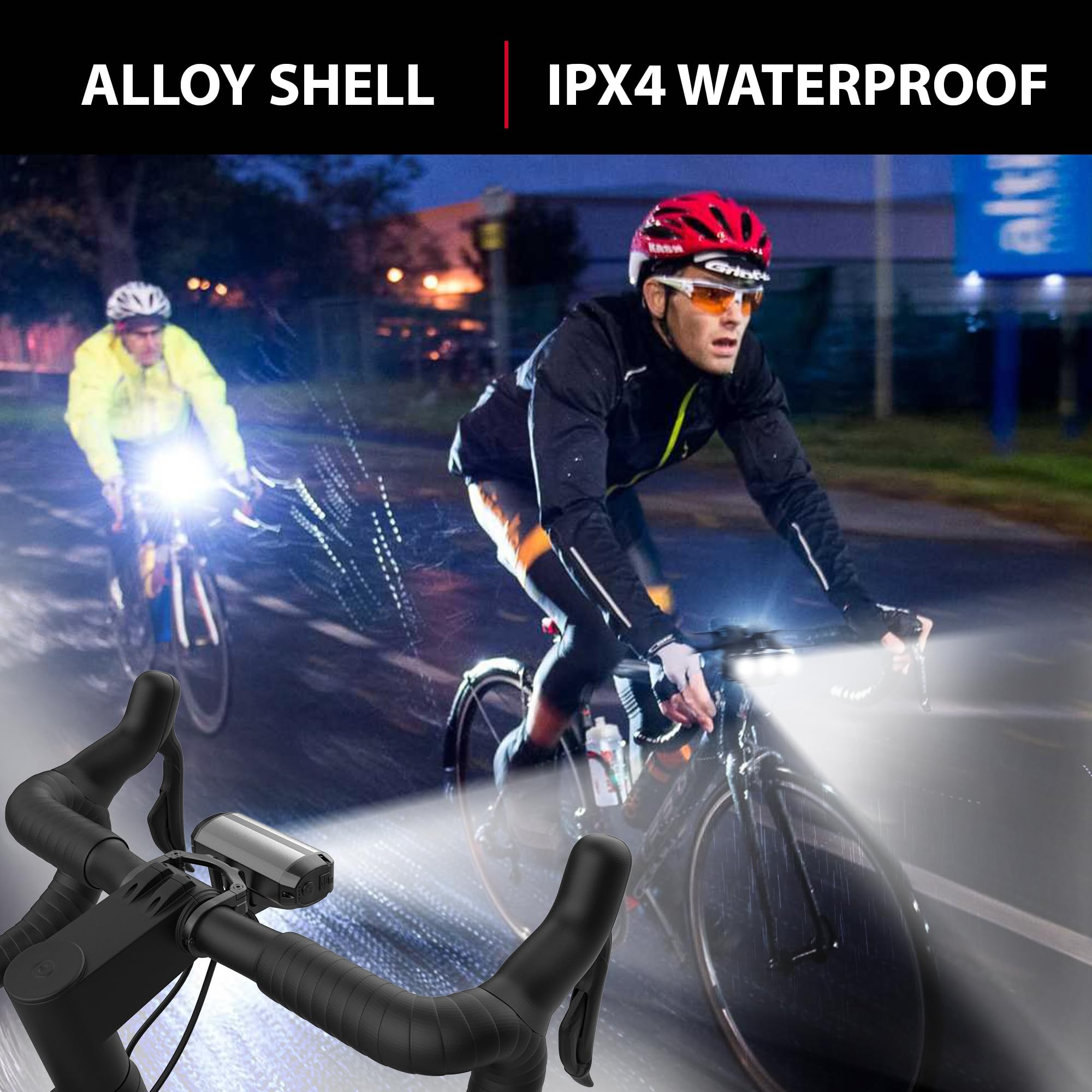 Phares lumineux avant et arrière pour vélo - Rechargeable par USB C - Pour conduite de nuit, vélo de route et de montagne - Étanche - 4 modes - Barre lumineuse VTT à dégagement rapide