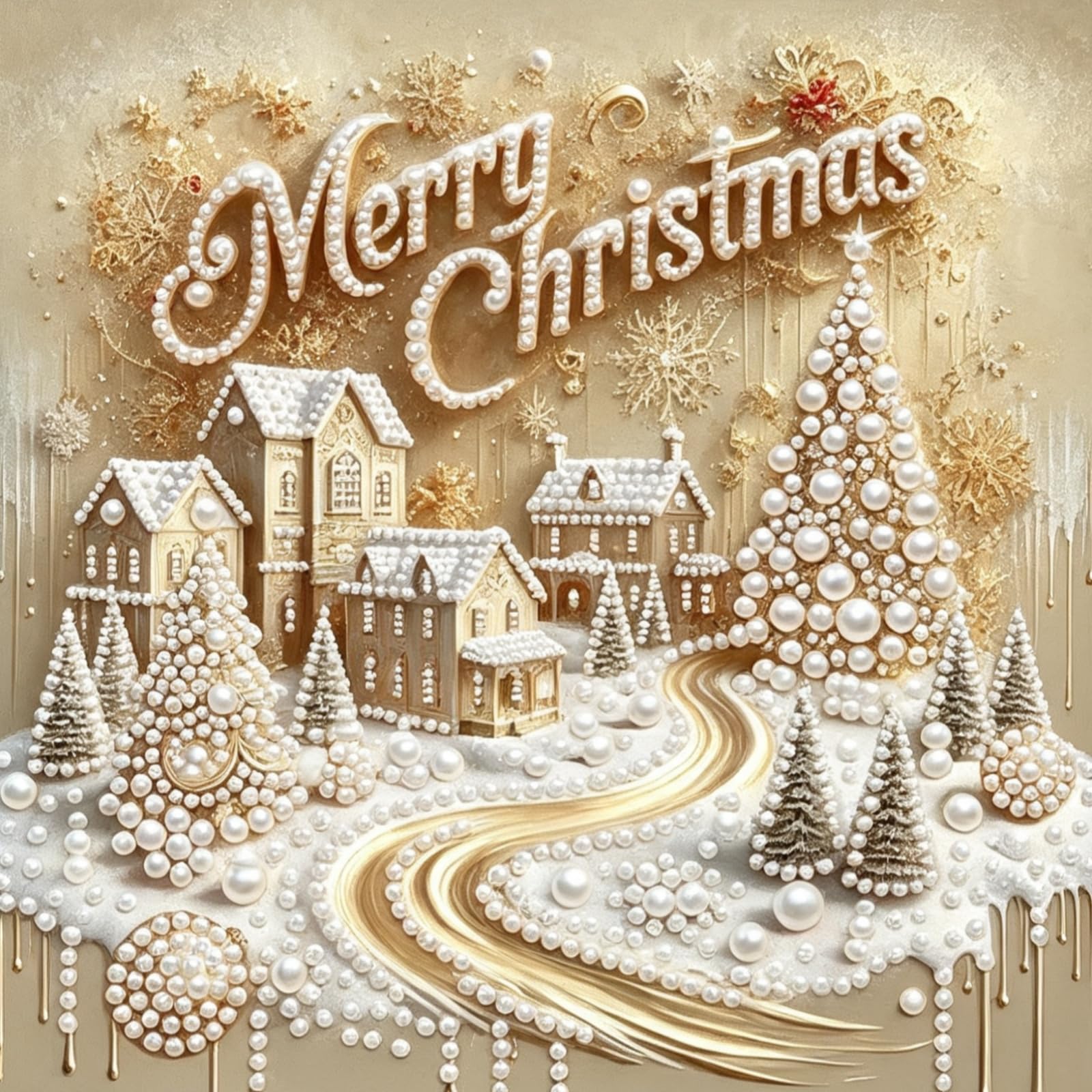 5D Diamond Art Kits - Merry Christmas Pearl -1