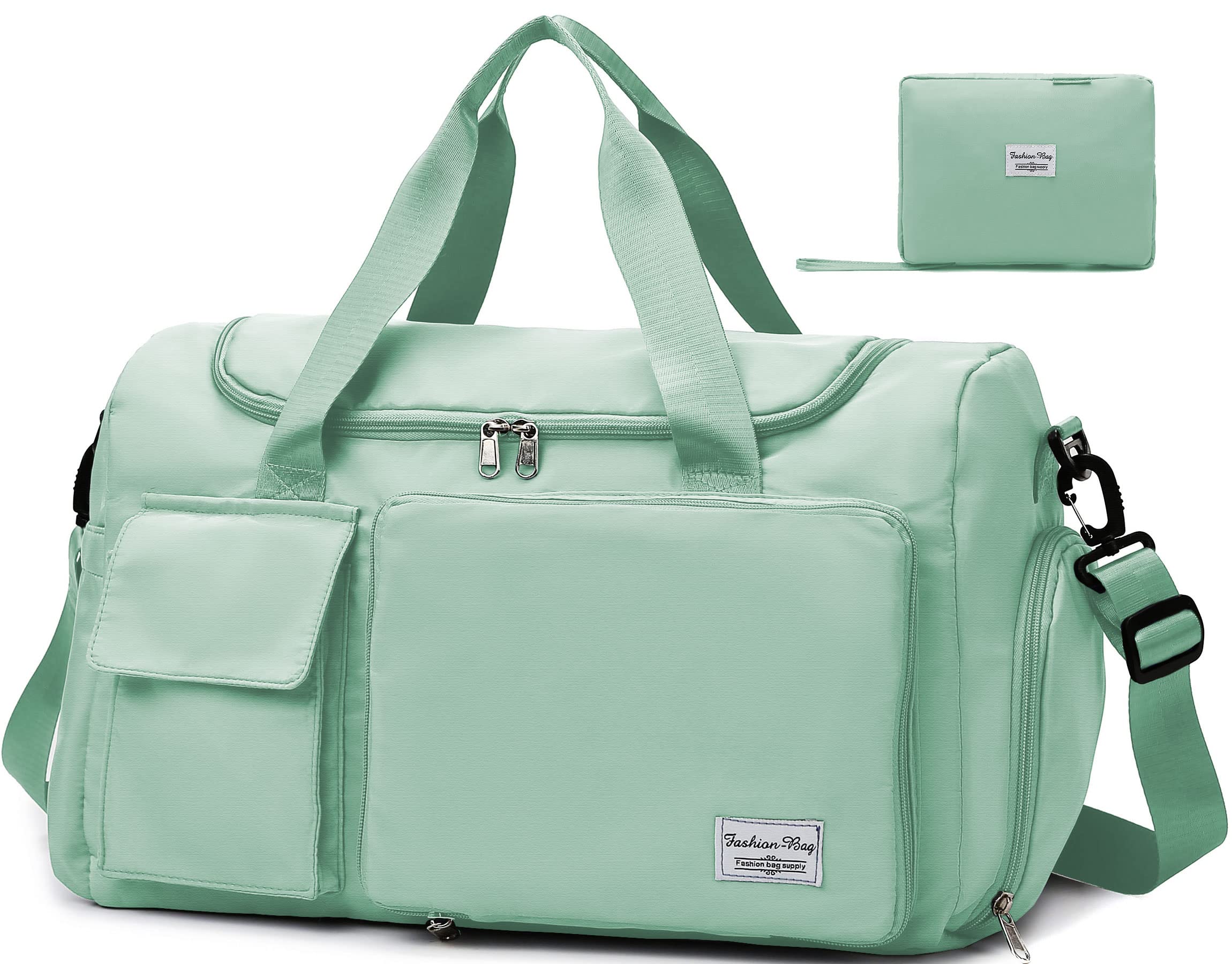 Borsone da Viaggio Pieghevole, Impermeabile Borsone Palestra Sportiva con Scomparto Scarpe e Scomparto Bagnato Grande Borsa da Palestra Donna Uomo Leggera Borsa Piscina per Sport/Viaggi, Verde