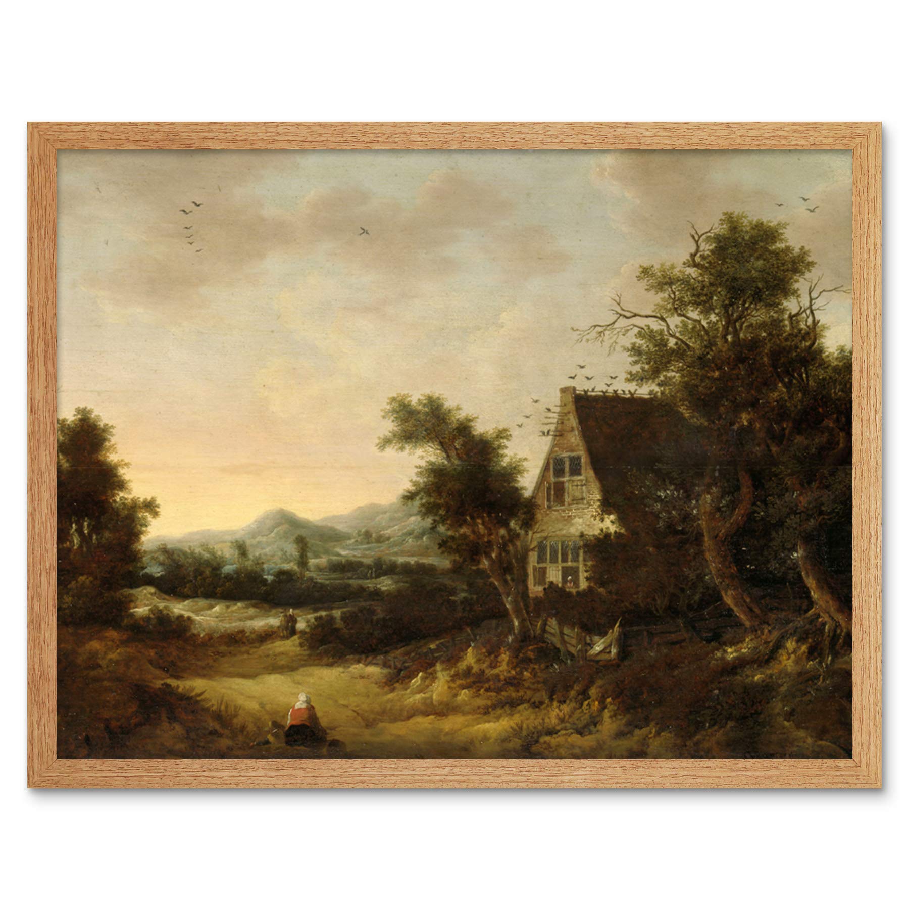 Artery8 Van Zwieten Hilly Landscape Cottage Peasant Painting Art Print Framed Poster Wall Decor 12x16 inch