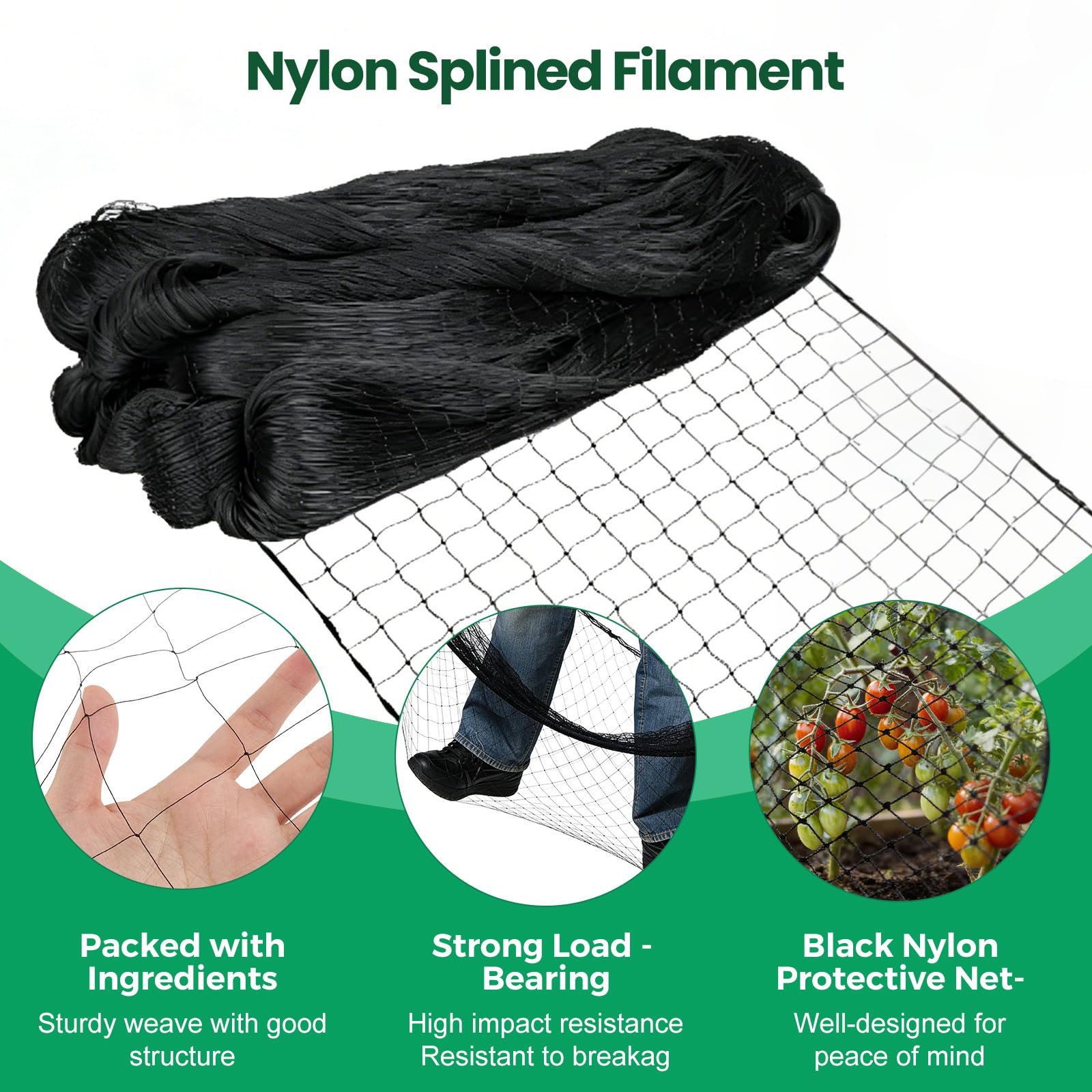 30x15m Rete Anti Uccelli, Rete Anti Piccioni, Maglia 5x5cm Reti Antiuccelli da Frutto, Protezione per Orto e Giardino, Antigrandine Riutilizzabile, Resistente ai Raggi UV, per Balcone, Pollaio