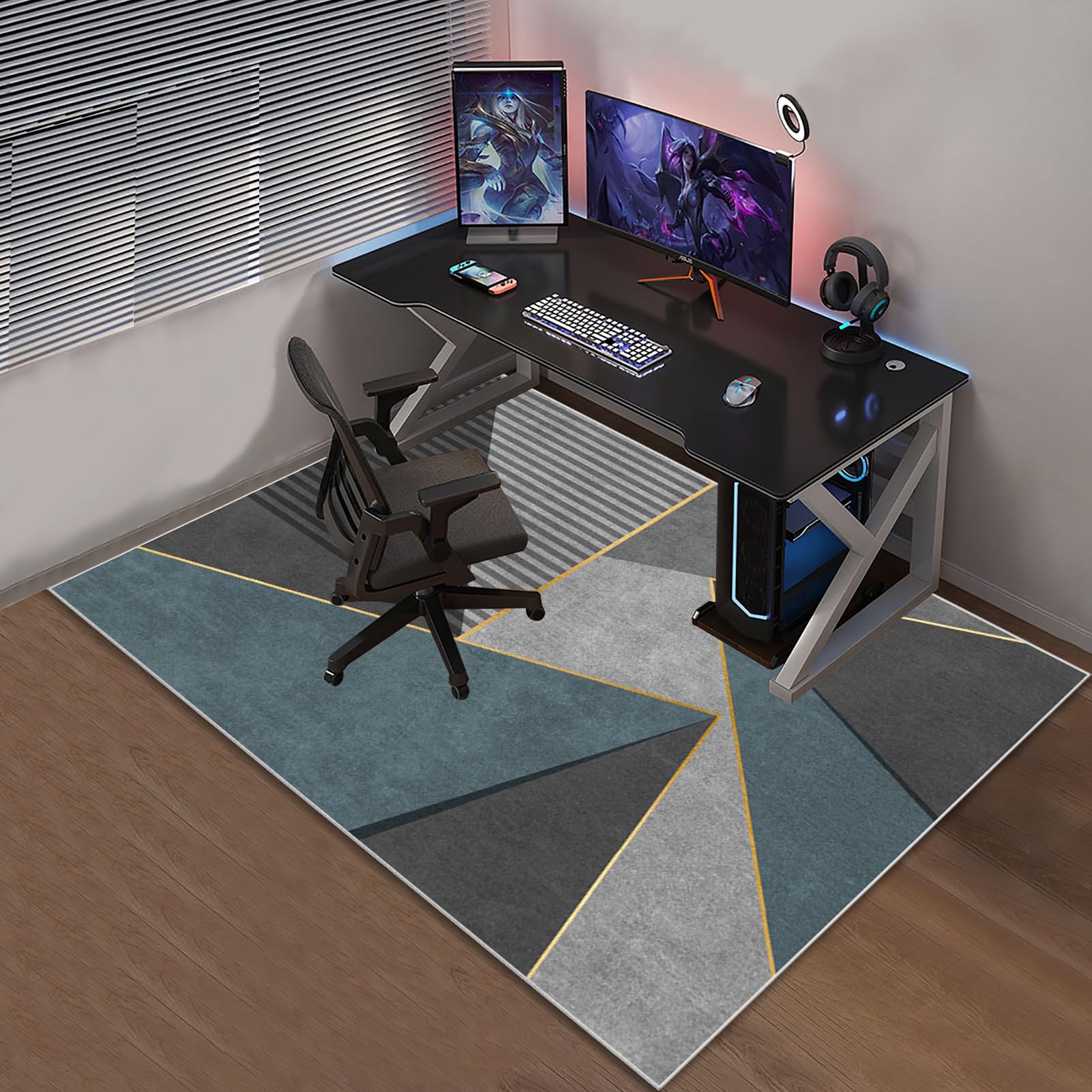 Tapis Gaming Sol Tapis de Protectors pour Chaise Bureau Antidérapant Tapis sous Chaise Bureaupour parquet sols durs Fauteuils de Gaming Tapis pour Chaise de Bureau Tapis de Sol Gamer 160 x 180 cm