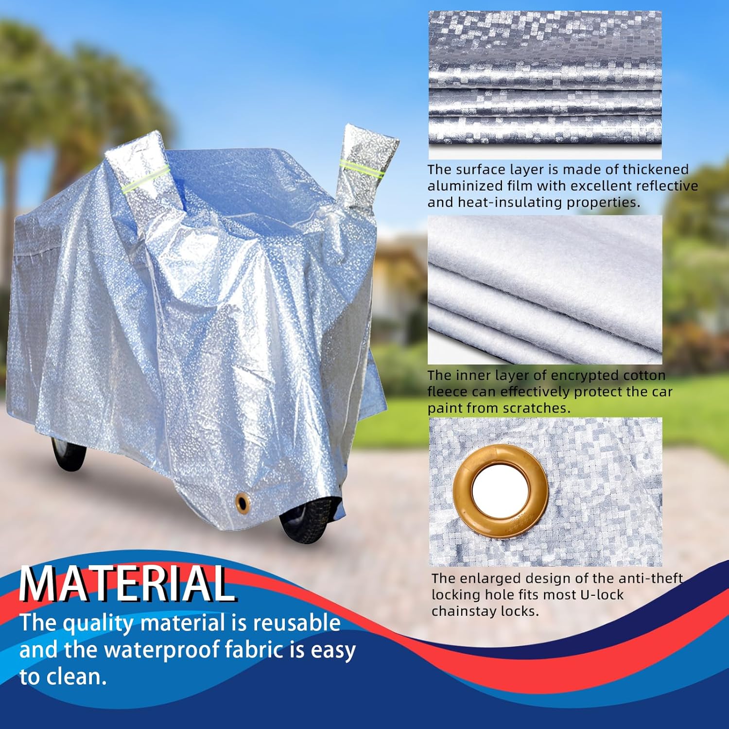 Premium Adult Tricycle Cover,Ideal for Heavy Duty Electric Tricycle,Motorcycles or SANBENGZI Outdoor and Indoor Storage,Protect 3-Wheel Bike from Rain,Dust,Debris,and Sun (L: 6.23-7.21x2.95ft)