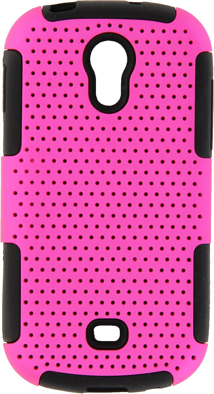 Aimo Wireless Progressive Hybrid Gummy Mesh Defense Case for Samsung Galaxy Light T399 - Retail Packaging - Black/Hot Pink