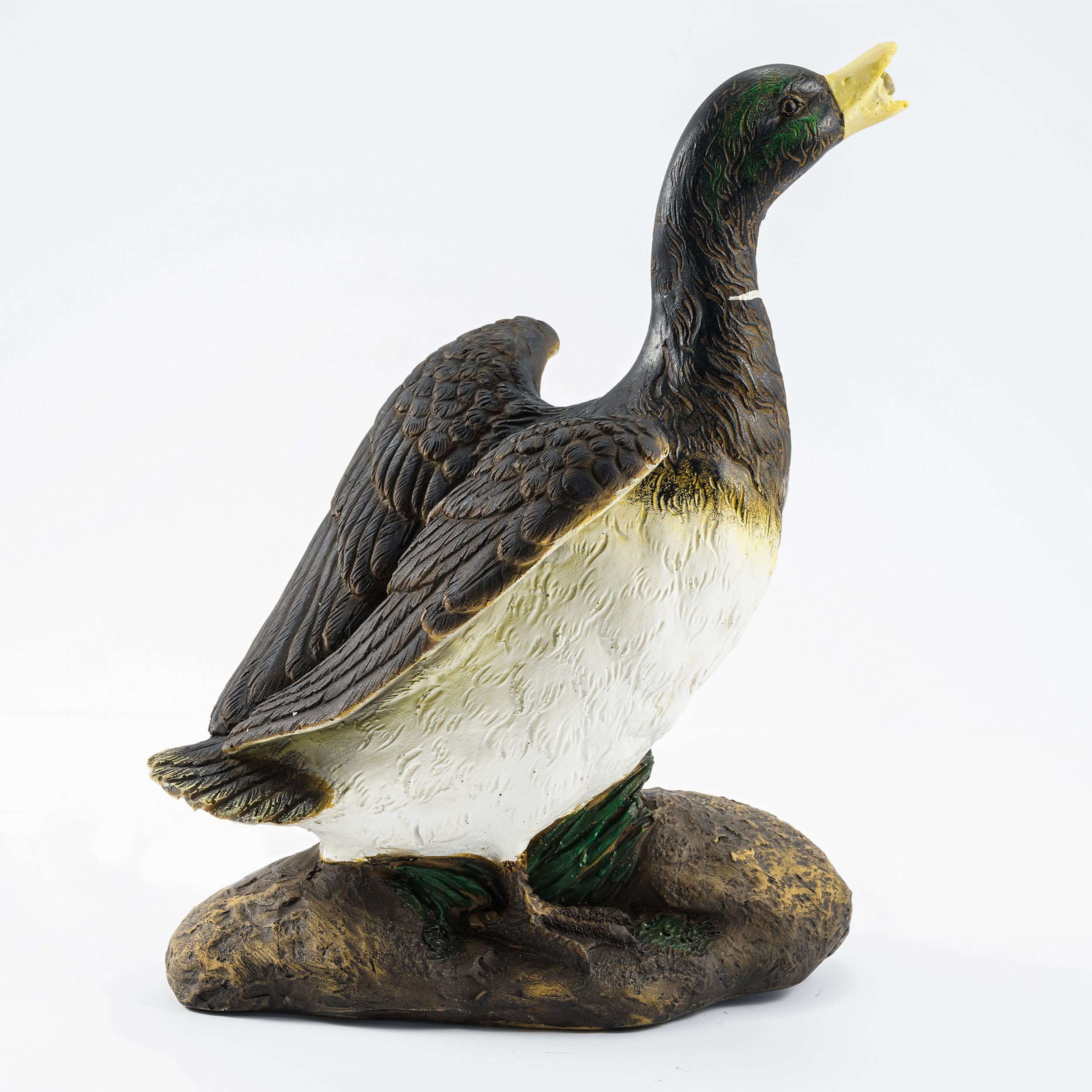 esotec Wasserspeier Figuren Ente Lucky Duck, Einzelfigur Teichfigur, Gartenstatue, Brunnenfigur, Gartenteichfigur, Wasserspiel Terrasse, Balkonbrunnen, Quellstein, Kunststein, Polyresin, 100739
