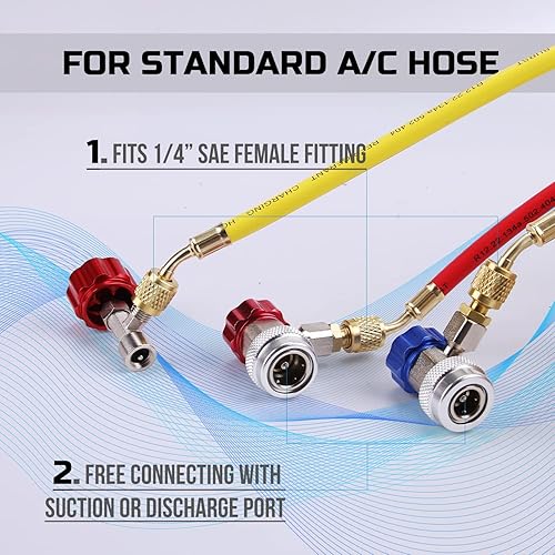 Miniatura 4 de Lichamp Kit de adaptadores AC R134A, acopladores rápidos 134a con autosellado y punción para latas, QA01