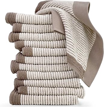 Cleanbear Cotton Wash Cloths 12 Pack with Jacquard Weaved, 13 x 13