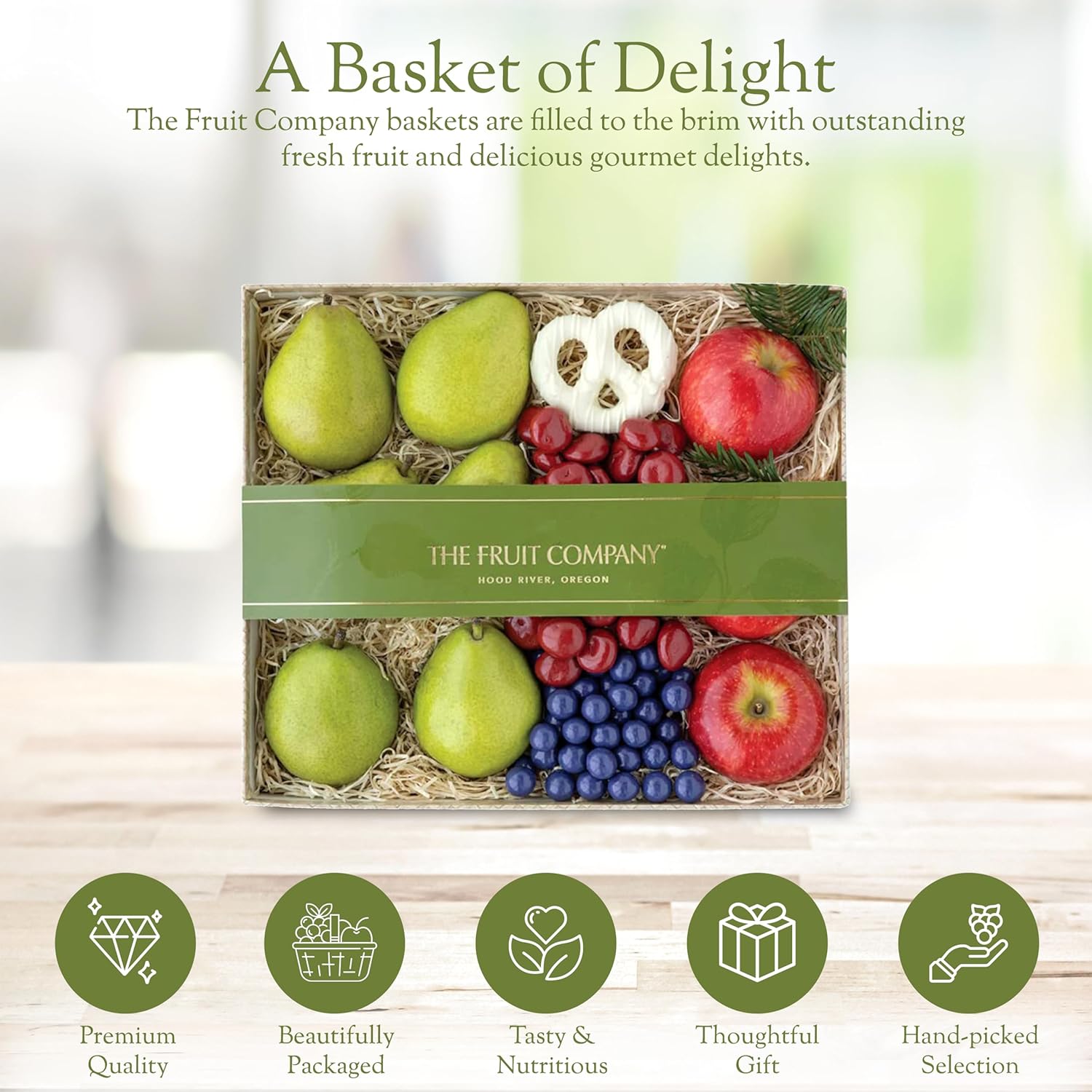 The Fruit Company Oregon's Finest Gift Box, A Luxurious Gift Box Filled with Fresh Fruits and Tasty Chocolate Treats, Ideal Gift for Birthdays, Anniversaries, and More