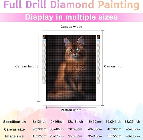 Miniatura 8 de Kits de pintura de diamantes para adultos, lindo gato esfinge redondo de taladro completo 5D diamantes gemas arte taladro kits de decoración del