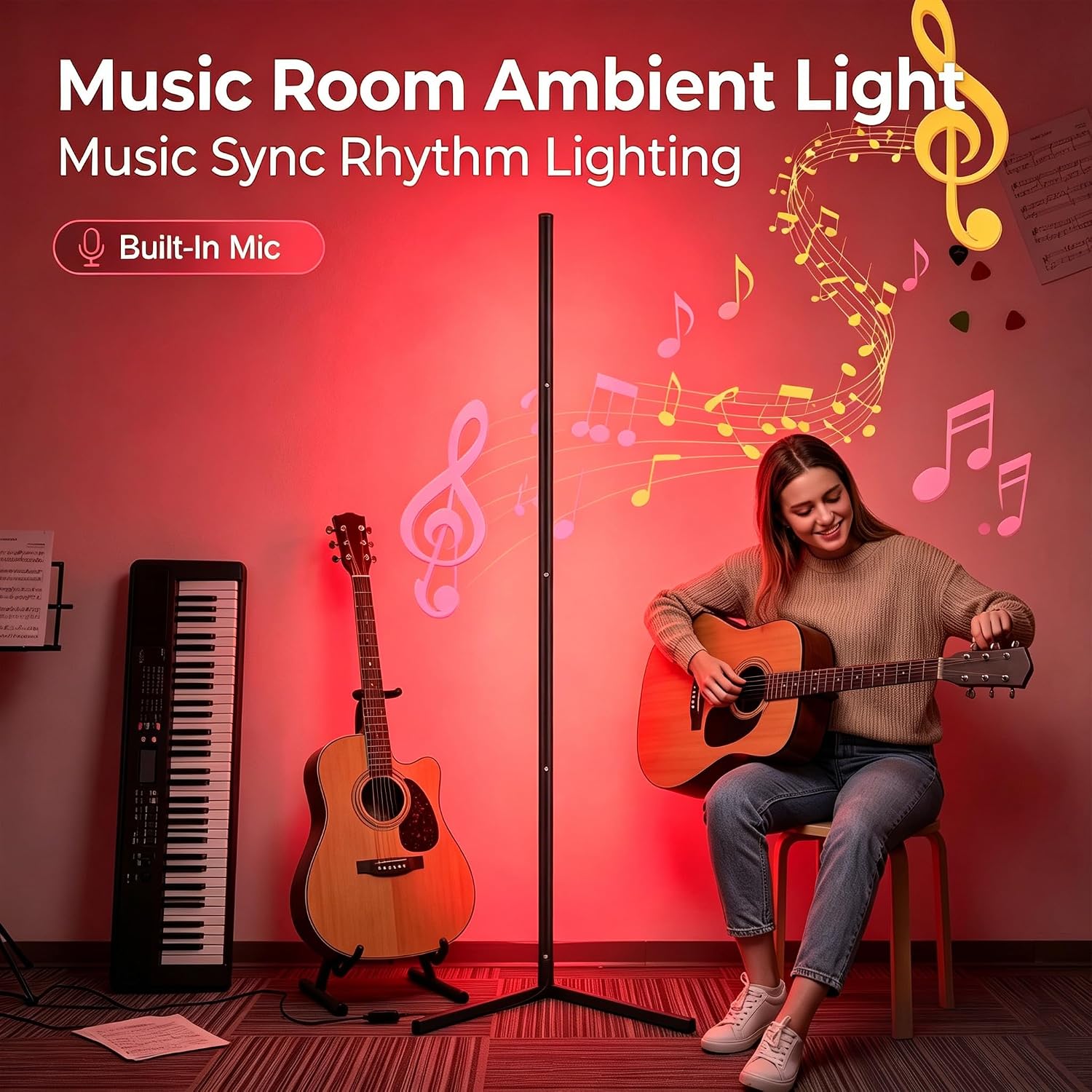 SYLHOME Led Corner Floor Lamp Smart App & Remote Control Music Sync image 2