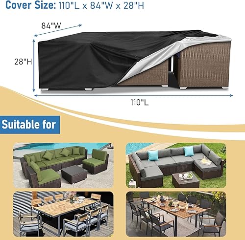 Miniatura 2 de AKEfit Juego de fundas seccionales para muebles de patio, fundas seccionales para exteriores, impermeables, resistentes al agua, fundas grandes para