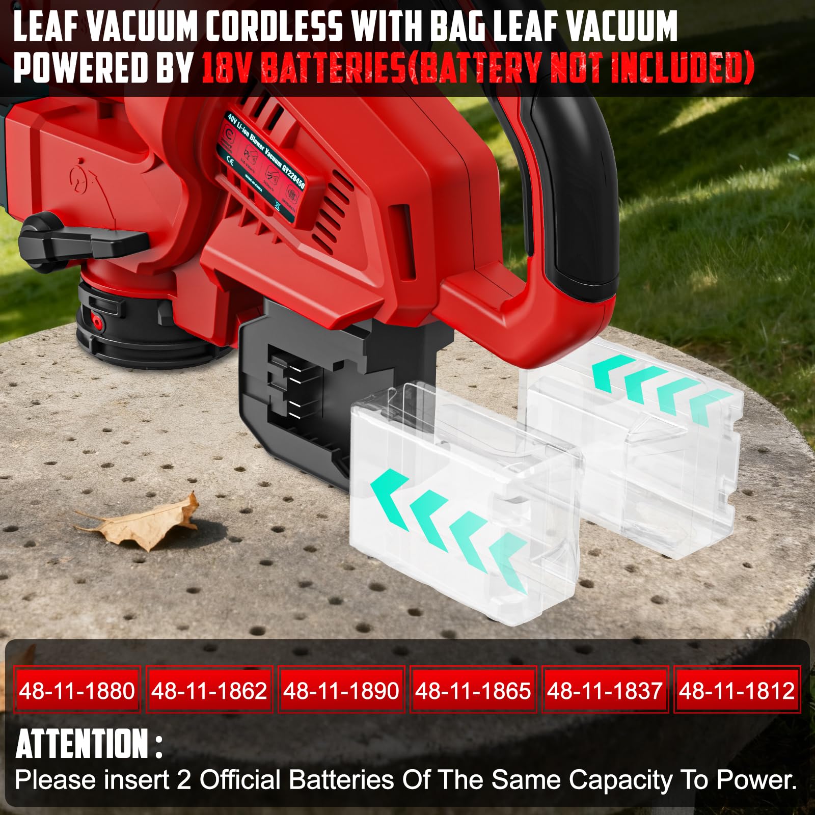 Aspirateur à feuilles sans fil 3 en 1 avec sac compatible avec batterie