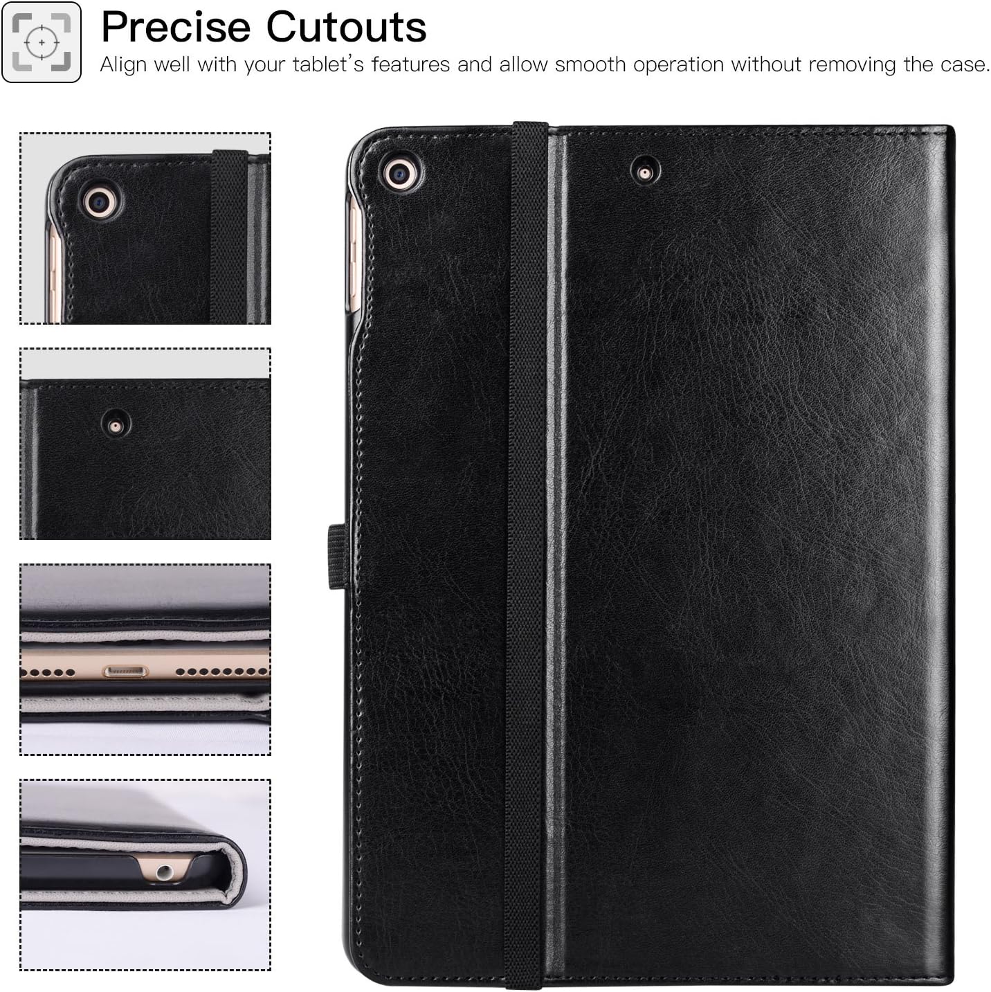 Ztotop Case for iPad 6th/5th Generation 9.7 Inch 2018/2017/iPad Air 2 & 1, Premium PU Leather Business Folding Cover for iPad Air 2nd/1st Gen, Black