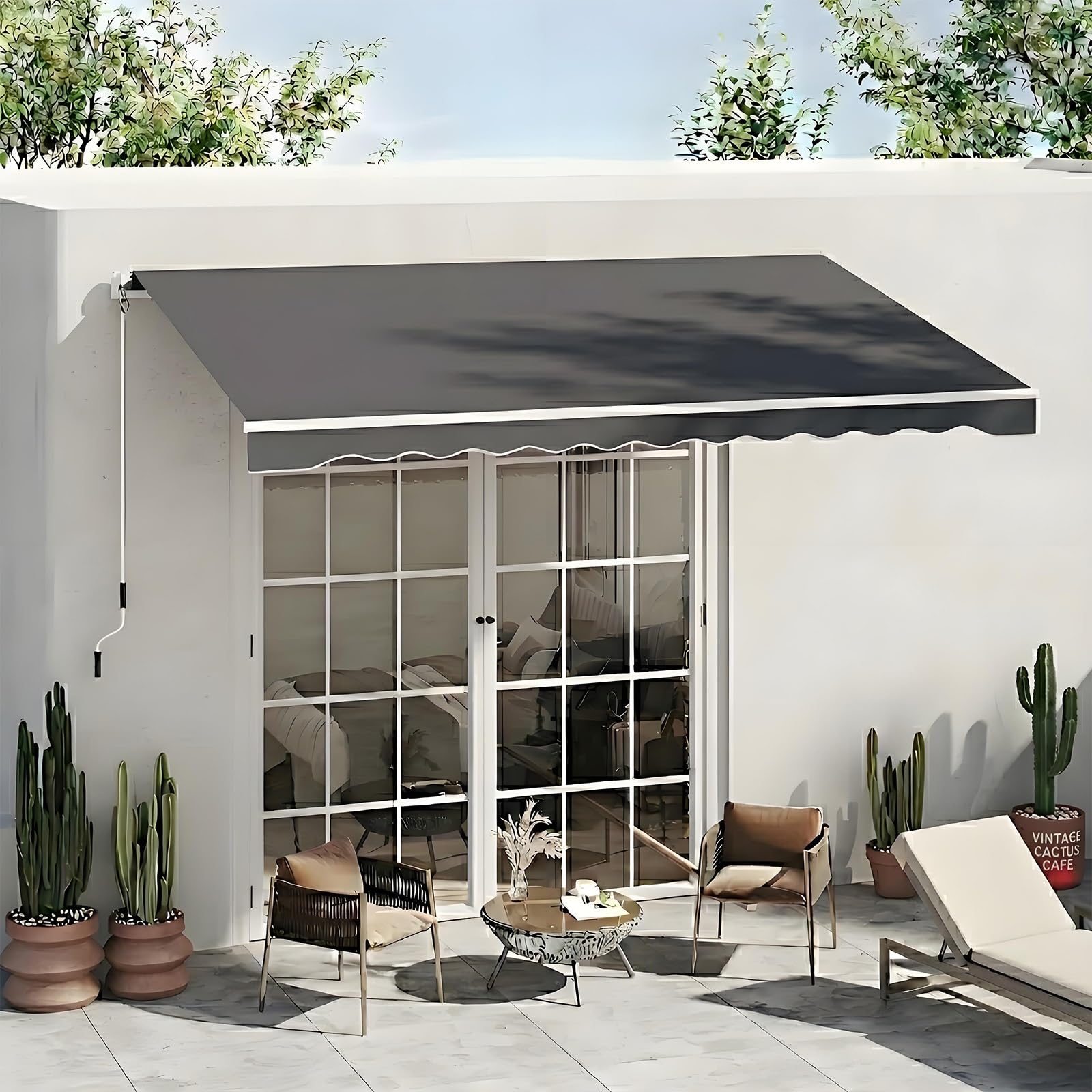 Auvent rétractable pour terrasse résistant à l'eau, toile 380 g/m² pour jardin et balcon