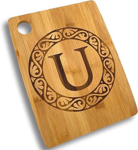 Custom Catch Tabla de cortar personalizada regalo de bambú personalizado letra U