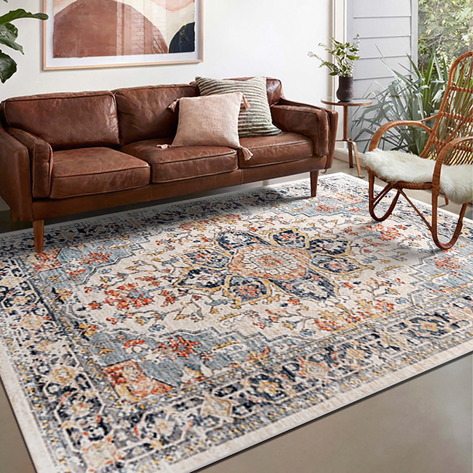 Amazon | ラグ カーペット,Blue,60 x 120 cm,ダークブルー レッド 