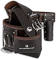 STRONGLAD 6-Pocket Oil-Tanned Leather Tool Belt for Carpenters, Electricians & Drywallers - Adjustable 29-46" Waist, Heavy-Duty Comfort Fit