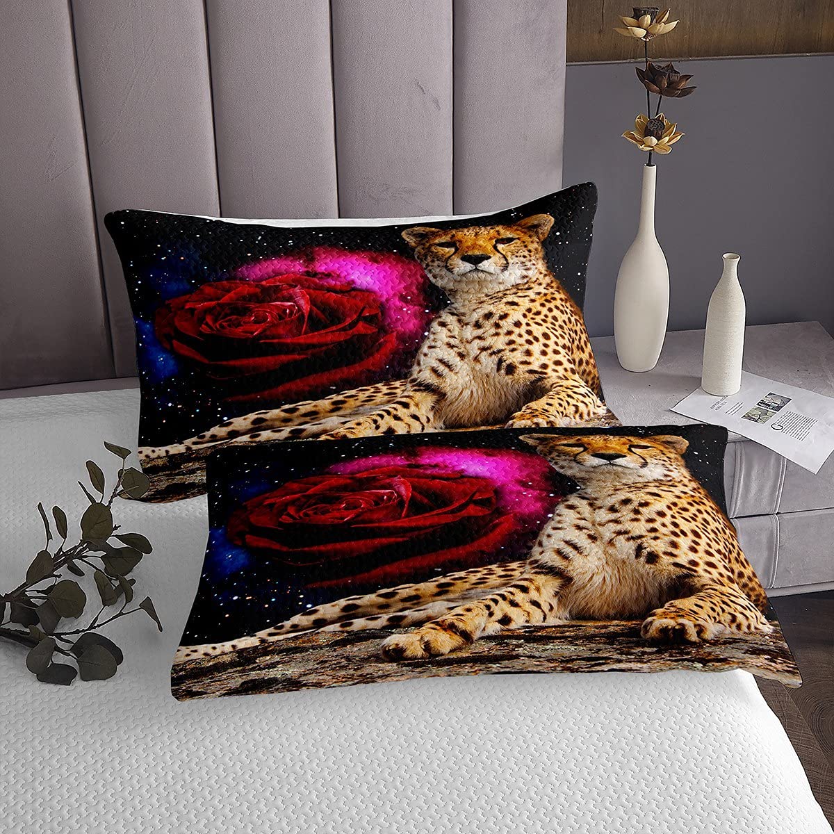 Copriletto Leopardato Trapuntato In Microfibra – Design Animalier Zebrato – Set Matrimoniale Con 2 Federe