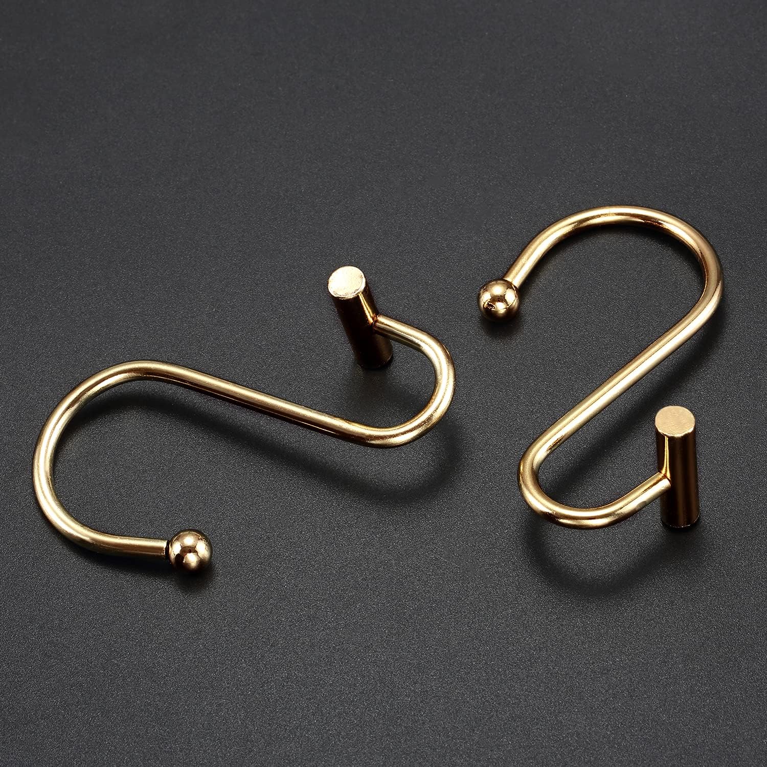 CHICTIE Gold Shower Curtain Hooks Rings,Brass Decorative Shower Curtain Rings for Bathroom Shower Rod, Set of 12 Premium Rust-Resistant Metal Shower Hooks Hangers T Shaped Design : Home & Kitchen