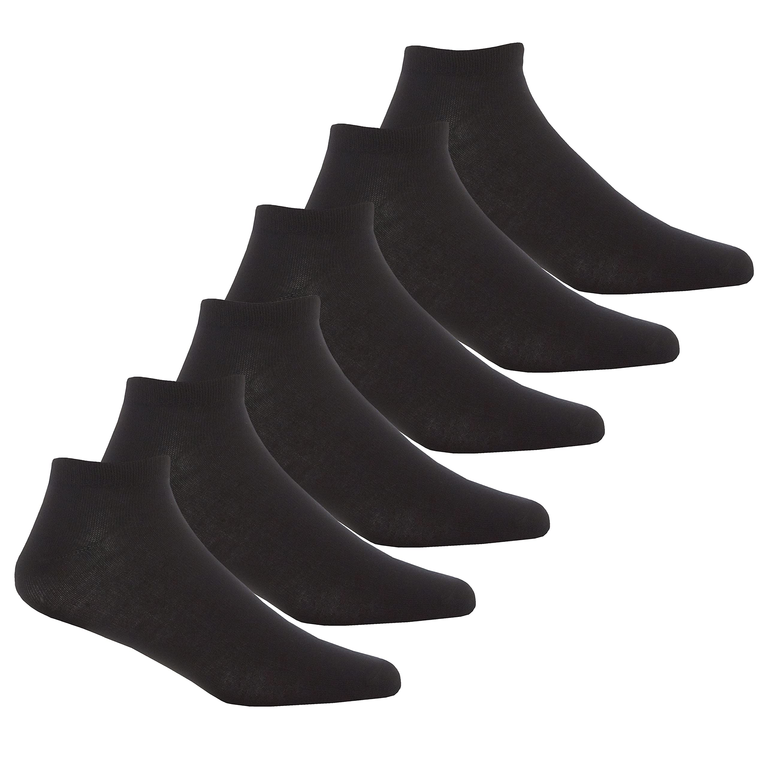 Undercover Men's 6 Pairs - Plain Black 6 Pairs Bamboo Trainer Socks 40B588 Black