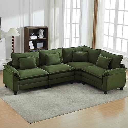 Miniatura 68 de URRED Cloud Couch - Sofá modular modular de 87 pulgadas, moderno sofá de asiento profundo en forma de L con otomana y almohadas, sofás de felpilla
