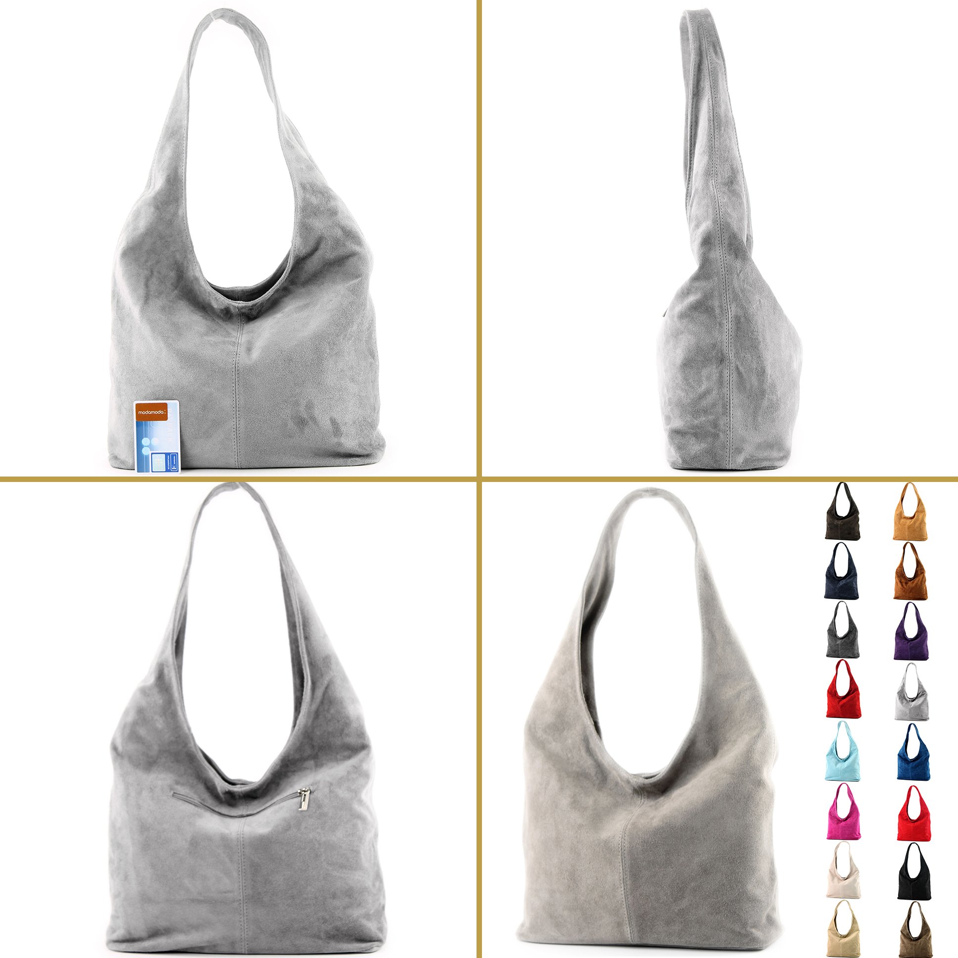 modamoda de T150 Damen Schultertasche Shopper Large aus Wildleder, handmade in Italy