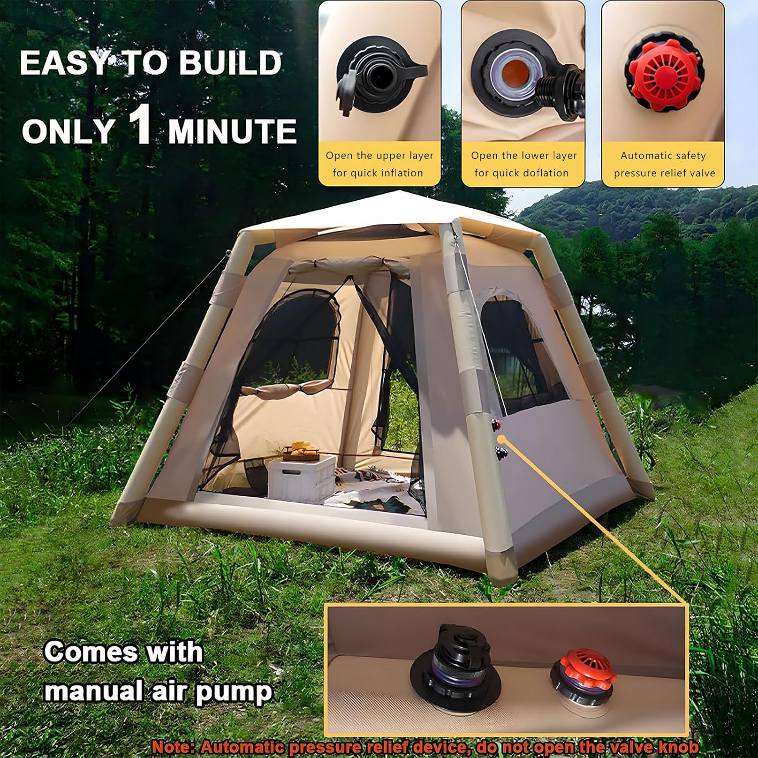 フィールドア480トンネルテント+新品グランドシート1家族4人・ライトベージュ FIELDOOR（フィールドア） | トンネルテント 480