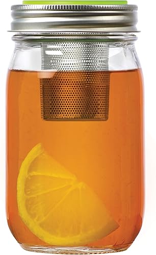 Jarware Tapa infusora de té para frascos Mason de boca regular, color verde