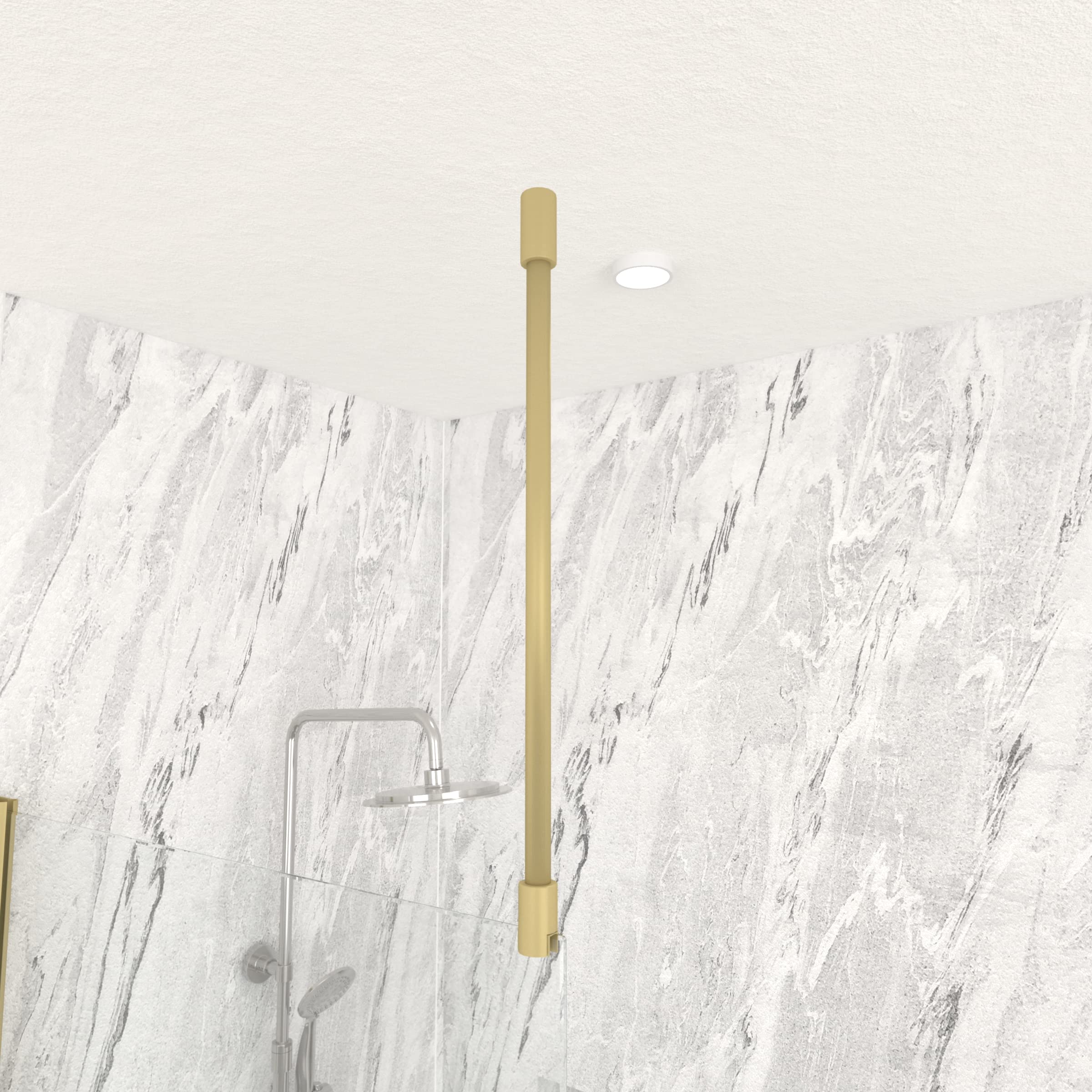 AURLANE Barre de Fixation Plafond recoupable Finition Or Dore Brosse pour paroi de Douche Freedom 2 Gold