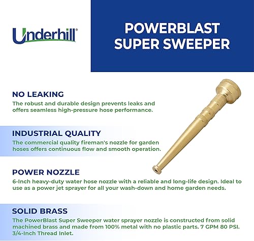 Miniatura 3 de Underhill Boquilla de manguera de agua de jardín de 6 pulgadas pulverizador chorro 7 GPM 80 PSI entrada de rosca de 34 pulgadas accesorio de alta