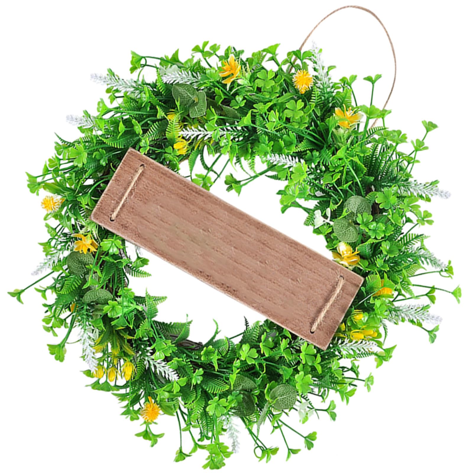 Alipis Couronne De Feuilles Artificielles pour Porte Dentrée Printanière Couronne De Printemps Heureuse Panneau en Bois