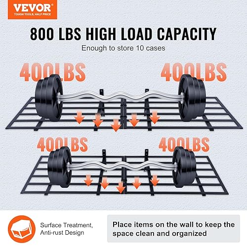 Miniatura 2 de VEVOR Estantería de Garaje Montada en la Pared, Estantes Resistentes de 2 x 6 pies, Capacidad de Carga de 1600 libras, Estante de Almacenamiento