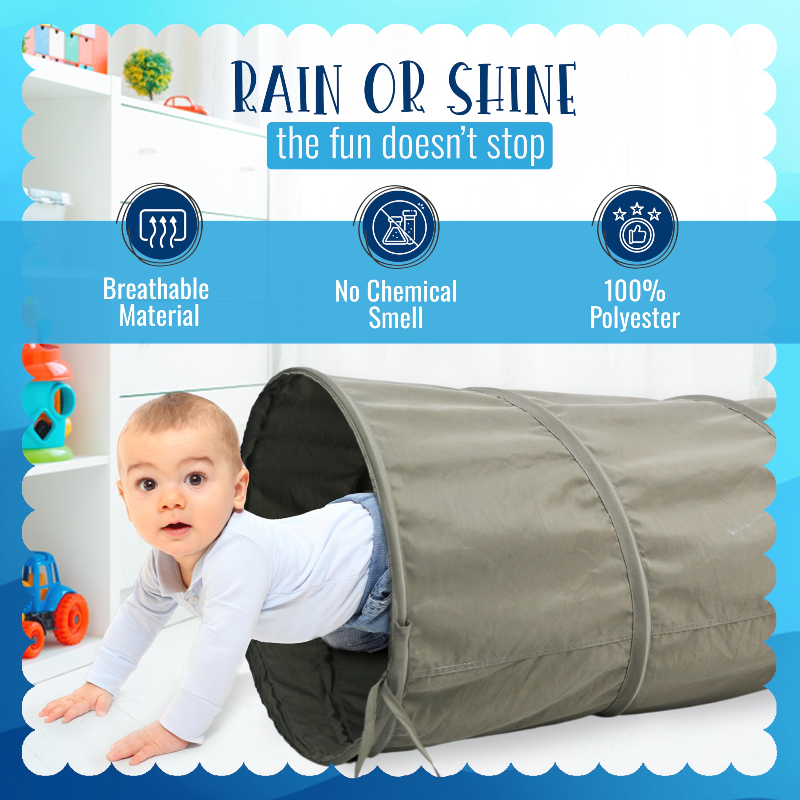 River & Aria Co Baby Play Tunnel - 6ft Indoor & Outdoor Pop Up Play Tunnel for Toddlers 2-6 - Interactive Hide-and-Seek Crawling Tunnels for Children (Green Tunnel)