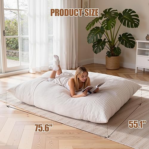 Miniatura 2 de Puf gigante 4 en 1 para adultos y niños, sofá puf de 75 pulgadas con relleno de espuma viscoelástica de alta densidad, sofá multifuncional apto