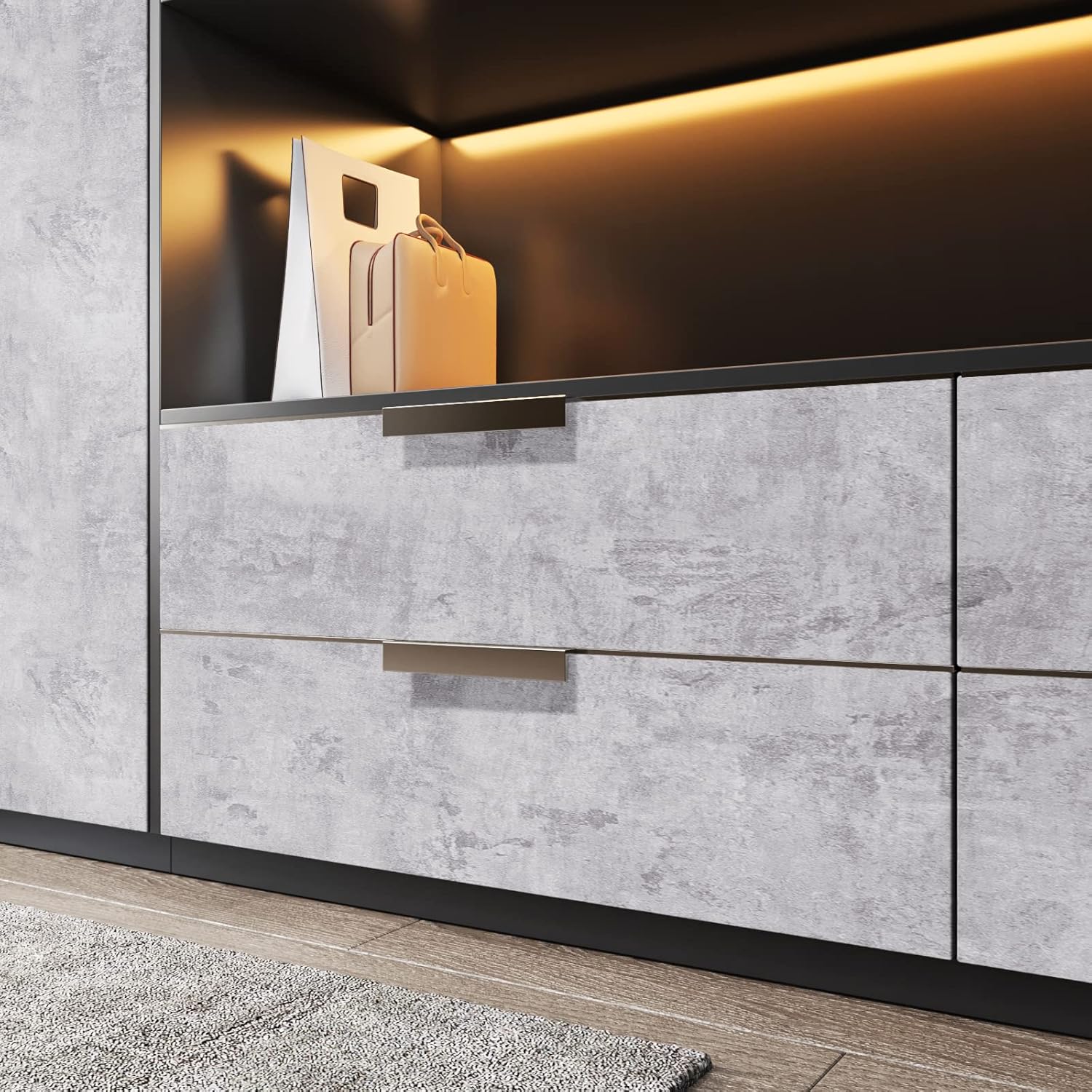 Stickyart 36"x160" Textured Cement Countertop Contact Paper Matte Stained Grey Concrete Contact Paper Self Adhesive Vinyl Film for Furniture Removable Rustic Concrete Wallpaper for Bathroom Waterproof