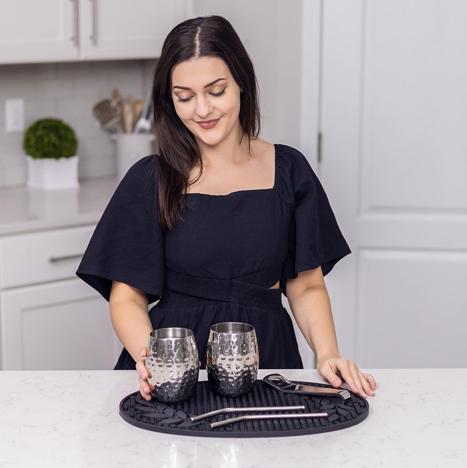 BREKX Set of 2 Bar Mats (18x12 Inches) | Drying Mats for Kitchen/Mimosa Bar Supplies/Home Cocktail Bar Supplies/Insulated Spill Mats for Bars/Non-Toxic