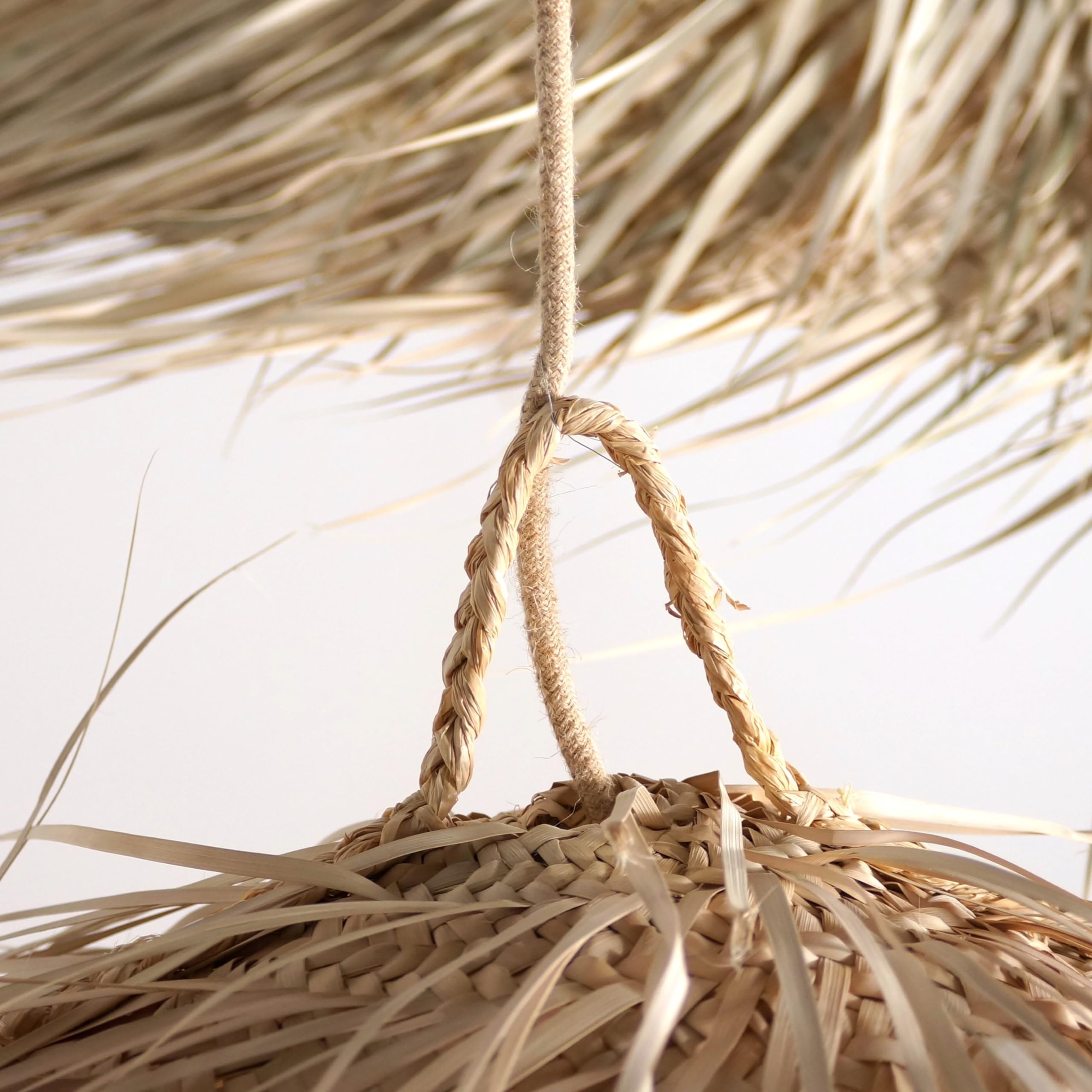 Suspension Luminaire en Paille, Abat jour Suspension Parasol naturel, Fait Main (Taille S Ø60cm)