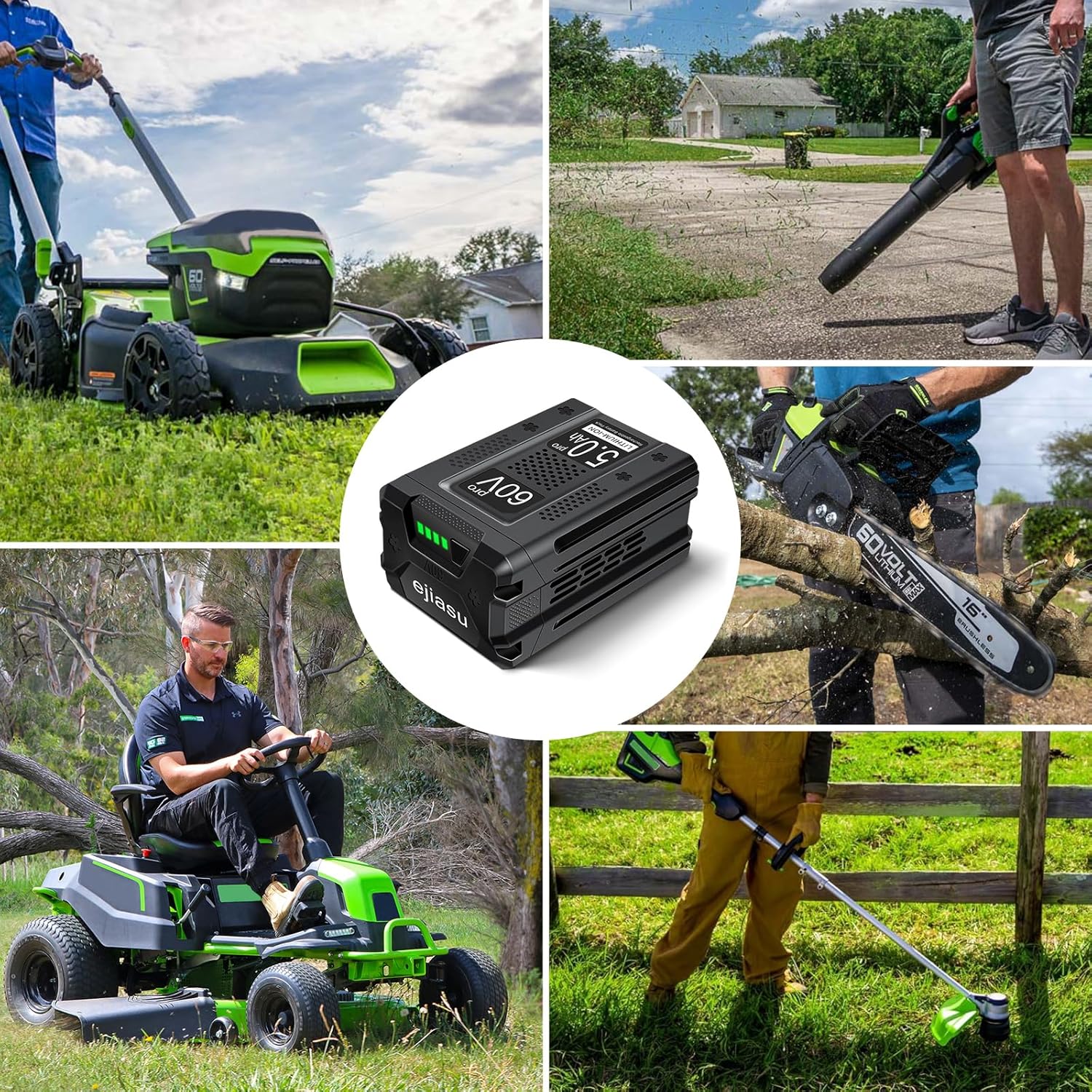 Replacement for Greenworks 60v Battery: 5.0Ah Lithium ion Replace for greenworks pro 60 Volt Batteries -Compatible with Green Works 60 V Cordless Power Tools Lawn Mower Leaf Blower