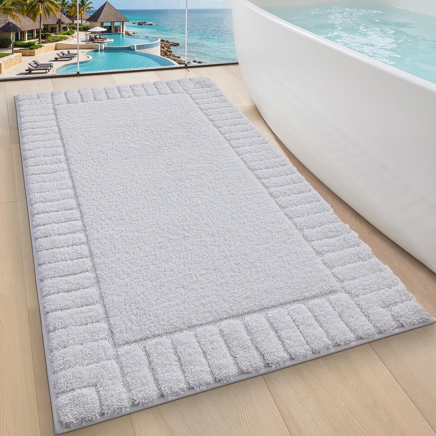 LUMI Bathroom Rugs Non Slip with Rubber Backing, Extra Soft Plush Microfiber Bath Rug Absorbent, Machine Washable Bath Mat Quick Dry for Tub, Shower,