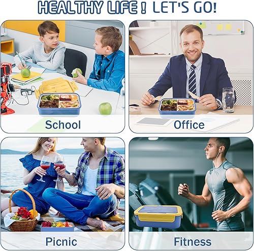 Miniatura 6 de KAIFTEK Lonchera Bento para niños, lonchera Bento para adultos, a prueba de fugas, para niños, adolescentes, escuela, contenedores duraderos con