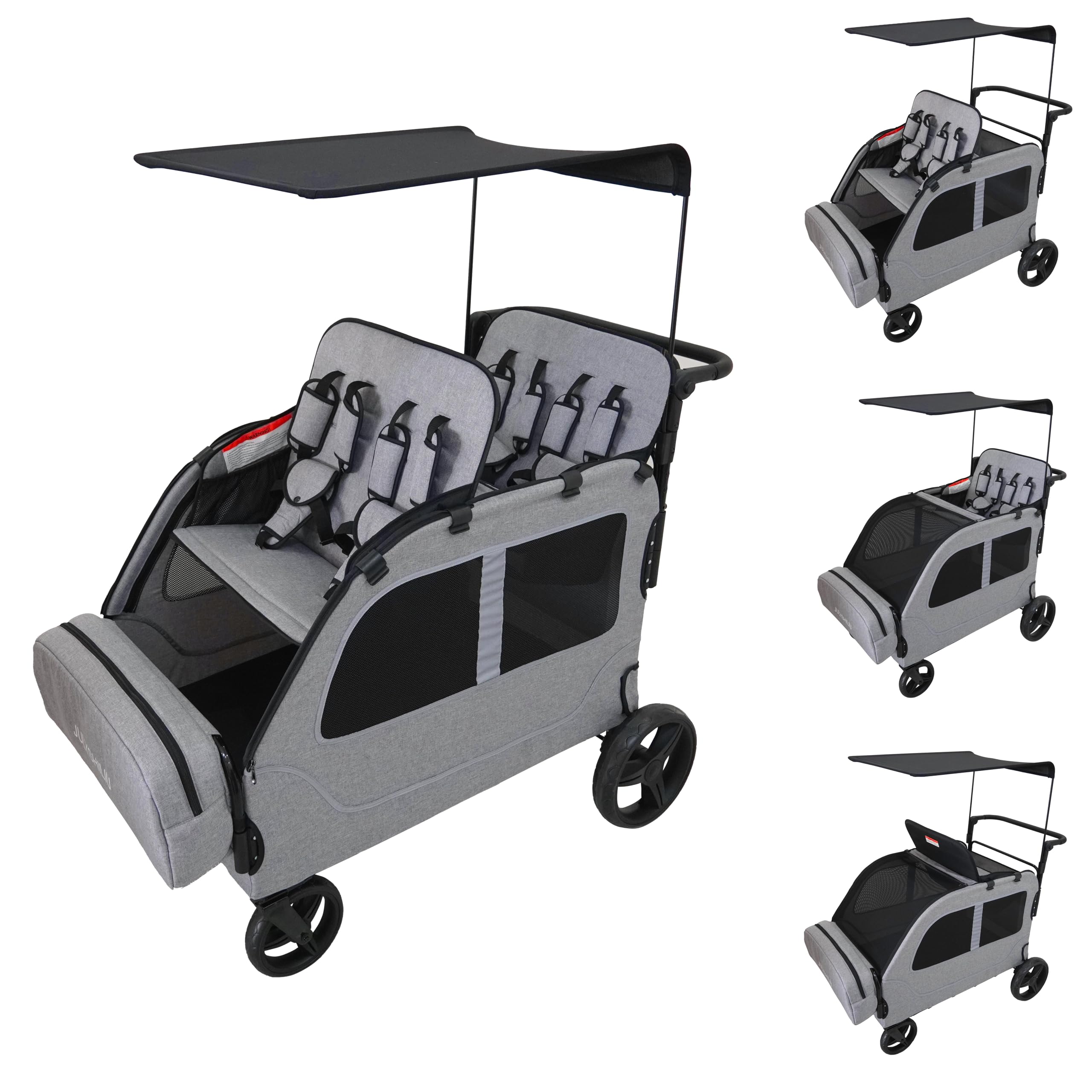 Car-Shaped 4-Seater Stroller Wagon